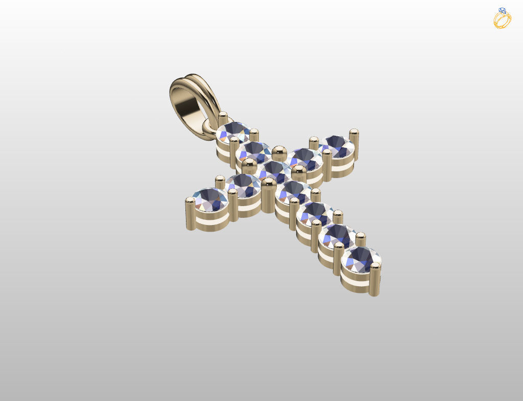 Cross with gem 3D print model_13