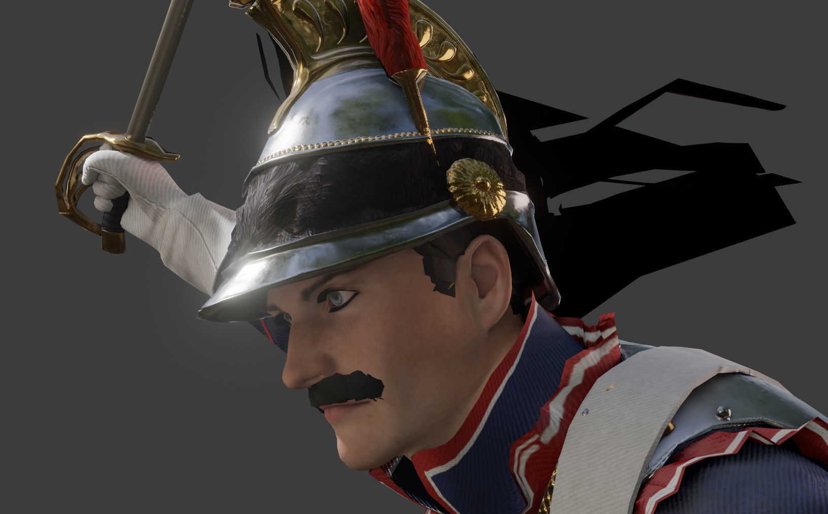 Napoleonic Cuirassier Low-poly 3D model_10