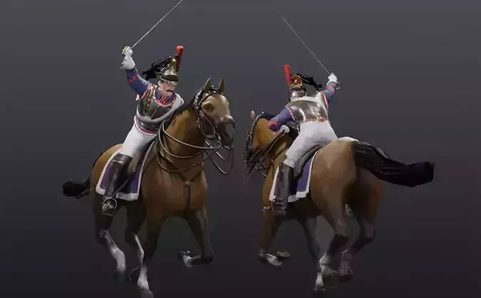 Napoleonic Cuirassier Low-poly 3D model