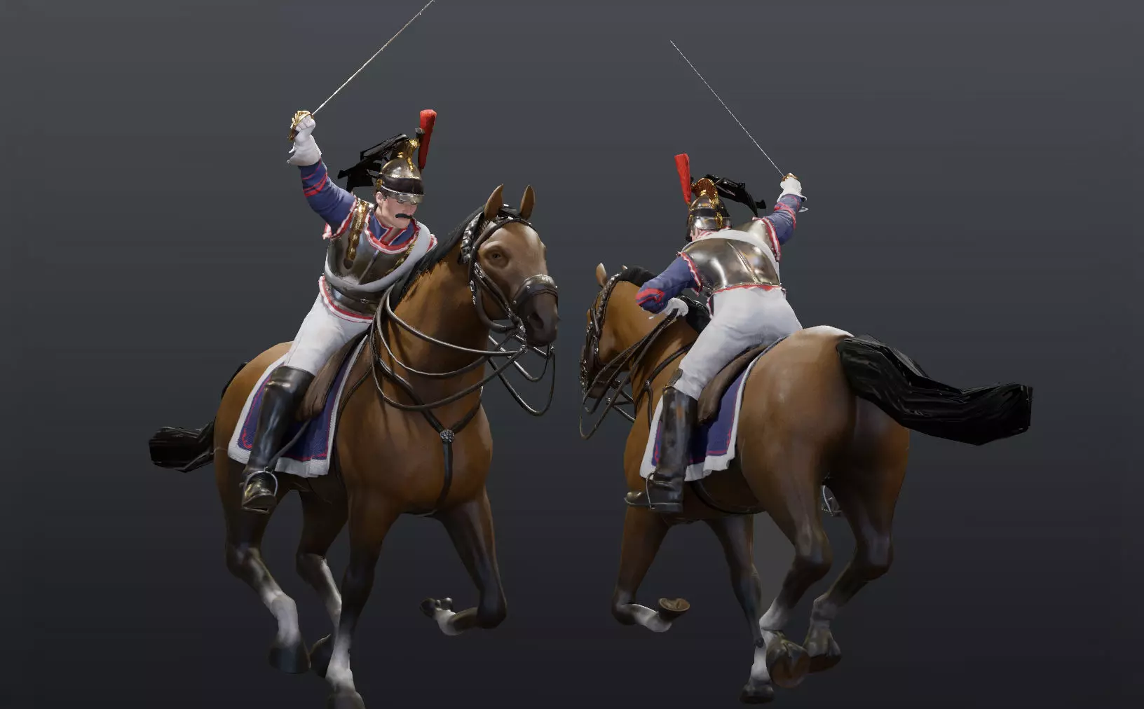 Napoleonic Cuirassier Low-poly 3D model_0