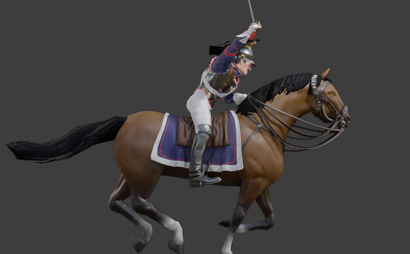 Napoleonic Cuirassier Low-poly 3D model_1