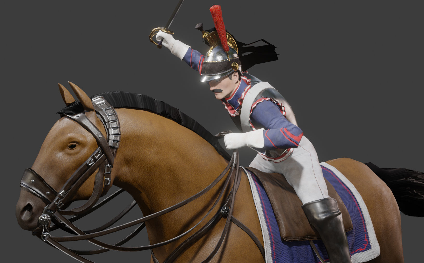 Napoleonic Cuirassier Low-poly 3D model_12