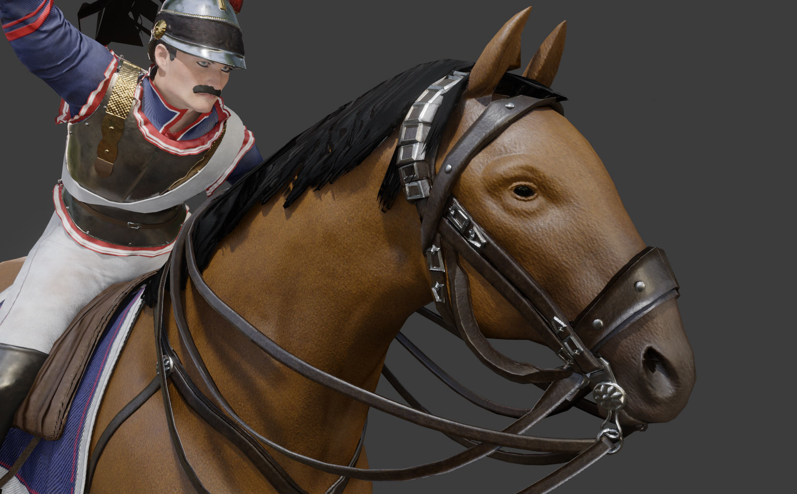 Napoleonic Cuirassier Low-poly 3D model_13