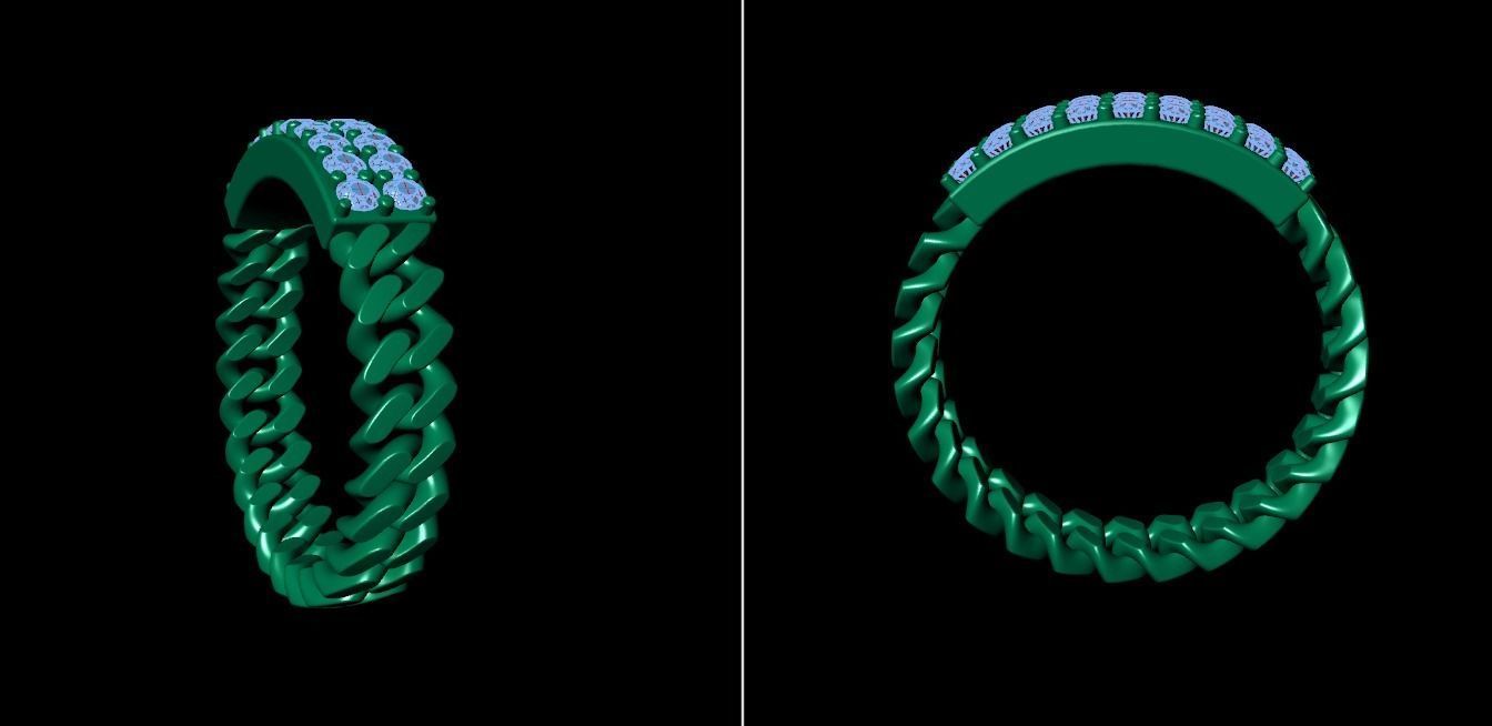 ID DIAMOND BAR CUBAN LINK CHAIN RING MIX SIZES 4 5 6 7 8 9 10 3D print model_21