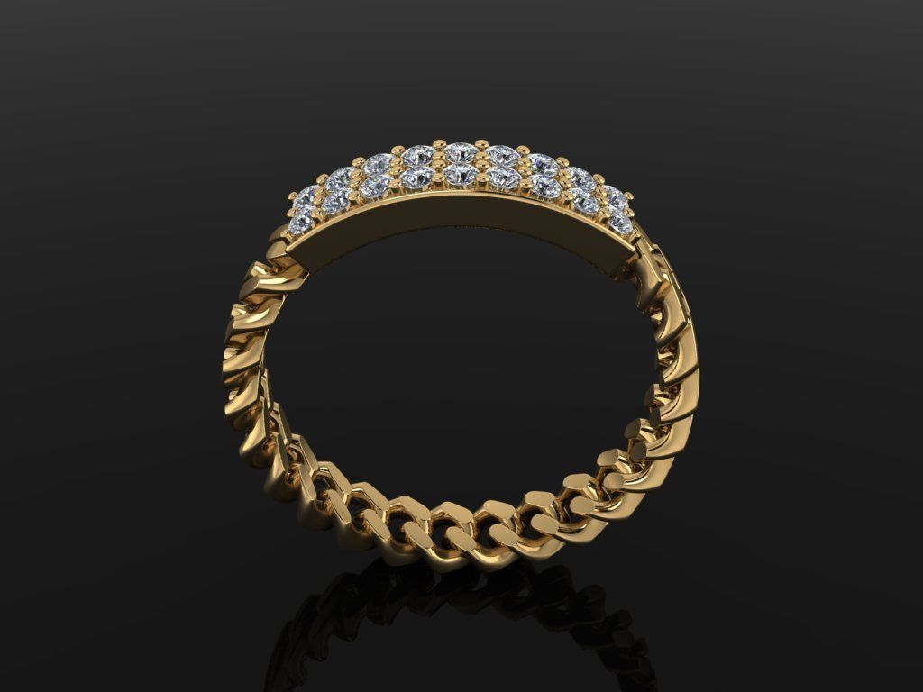 ID DIAMOND BAR CUBAN LINK CHAIN RING MIX SIZES 4 5 6 7 8 9 10 3D print model_3