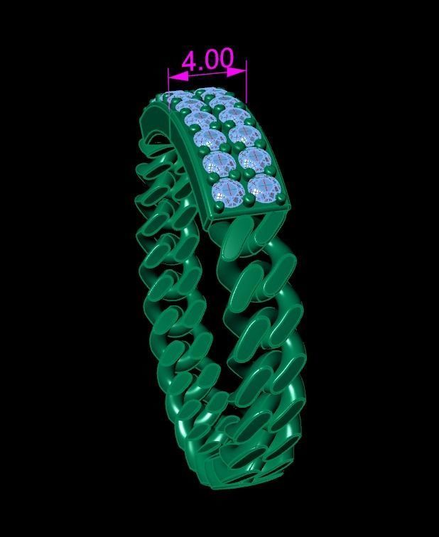 ID DIAMOND BAR CUBAN LINK CHAIN RING MIX SIZES 4 5 6 7 8 9 10 3D print model_10