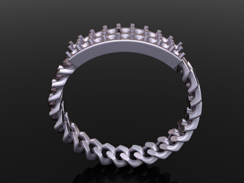 ID DIAMOND BAR CUBAN LINK CHAIN RING MIX SIZES 4 5 6 7 8 9 10 3D print model_6