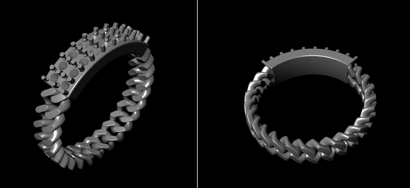 ID DIAMOND BAR CUBAN LINK CHAIN RING MIX SIZES 4 5 6 7 8 9 10 3D print model_22