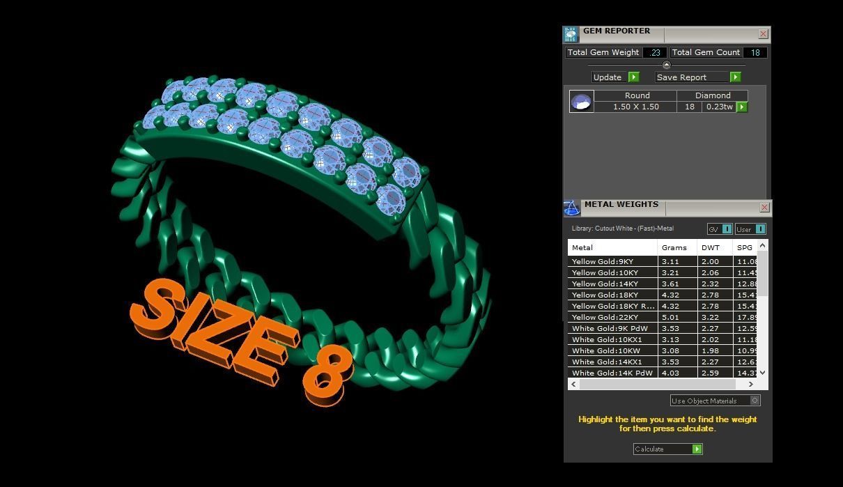 ID DIAMOND BAR CUBAN LINK CHAIN RING MIX SIZES 4 5 6 7 8 9 10 3D print model_16