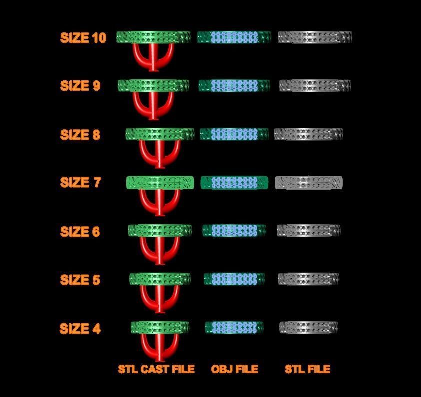 ID DIAMOND BAR CUBAN LINK CHAIN RING MIX SIZES 4 5 6 7 8 9 10 3D print model_8