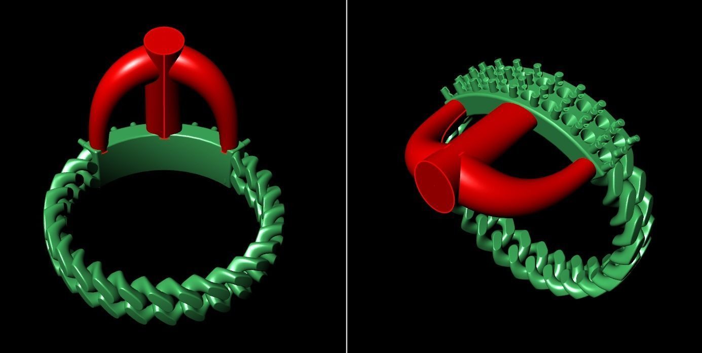 ID DIAMOND BAR CUBAN LINK CHAIN RING MIX SIZES 4 5 6 7 8 9 10 3D print model_20