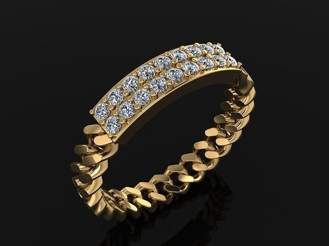 ID DIAMOND BAR CUBAN LINK CHAIN RING SIZE 4  3D print model