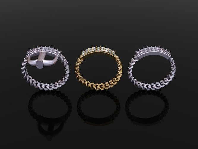 ID DIAMOND BAR CUBAN LINK CHAIN RING MIX SIZES 5 3D print model
