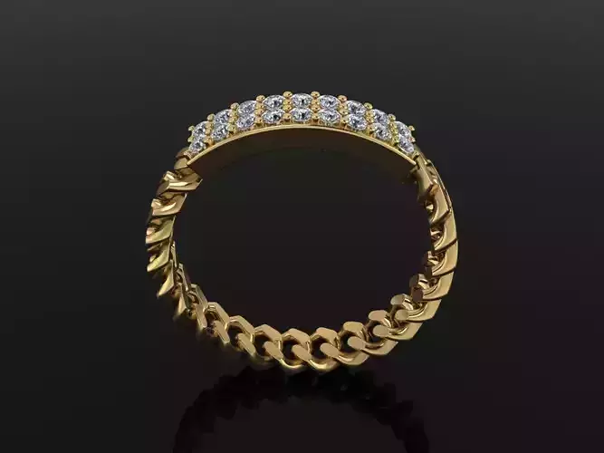 ID DIAMOND BAR CUBAN LINK CHAIN RING MIX SIZES 7