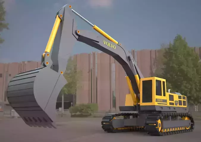  volvo excavator backhoe 3d model