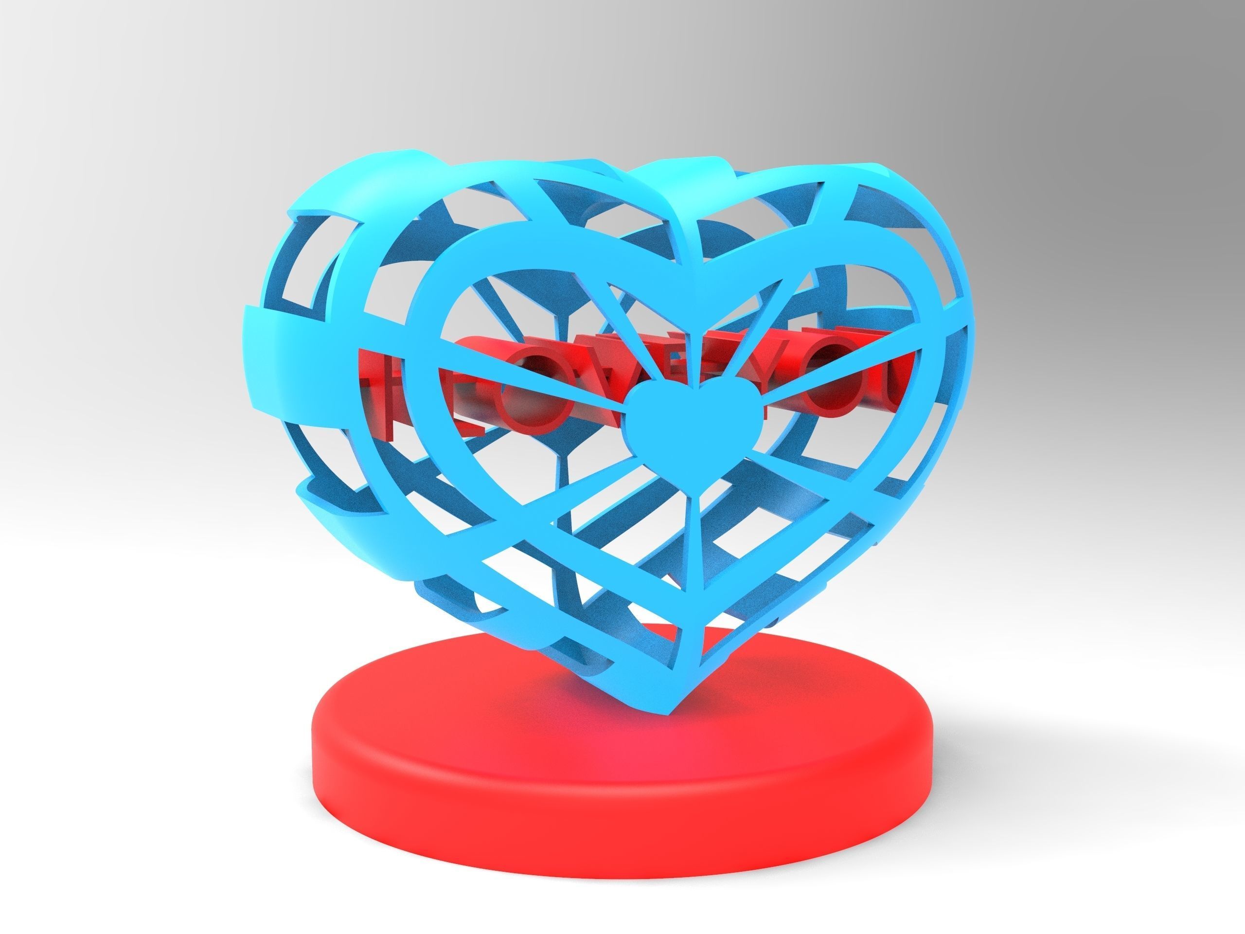 Valentine gift for lovers I LOVE YOU design 1 3D print model_4