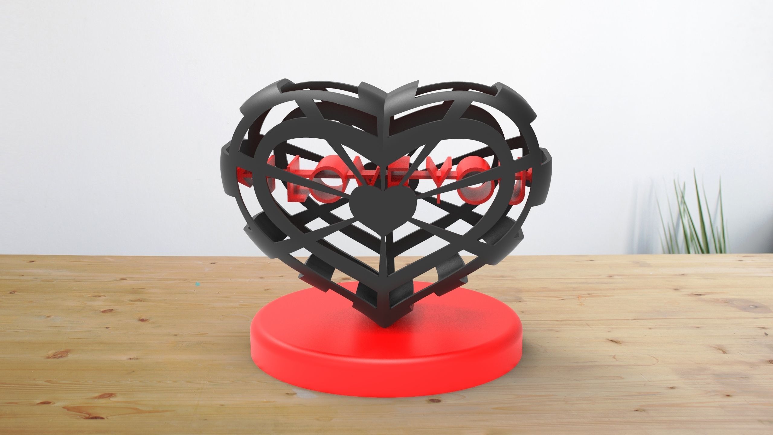Valentine gift for lovers I LOVE YOU design 1 3D print model_3