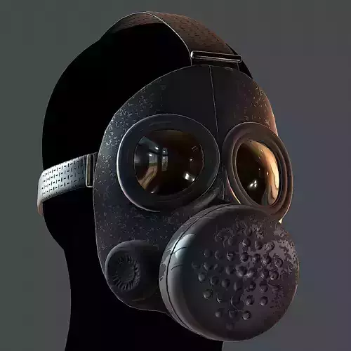 Gas mask helmet 3d model scifi Low-poly 