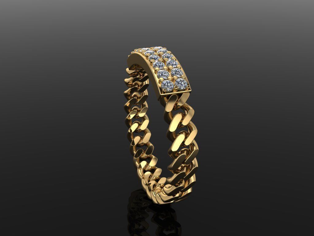 ID DIAMOND BAR CUBAN LINK CHAIN RING MIX SIZES 9 3D print model_3