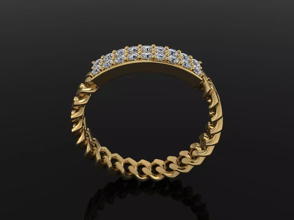 ID DIAMOND BAR CUBAN LINK CHAIN RING MIX SIZES 9 3D print model_0