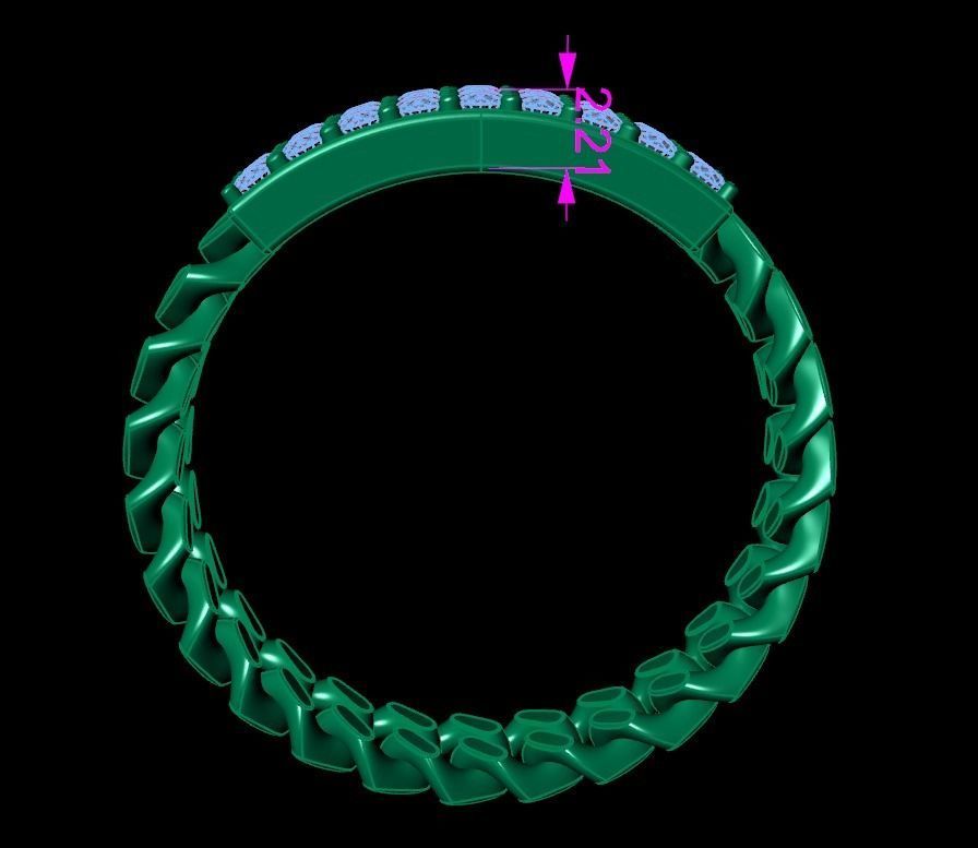ID DIAMOND BAR CUBAN LINK CHAIN RING MIX SIZES 9 3D print model_7