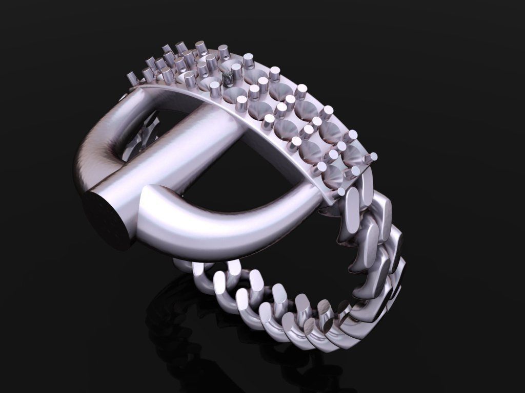 ID DIAMOND BAR CUBAN LINK CHAIN RING MIX SIZES 9 3D print model_5