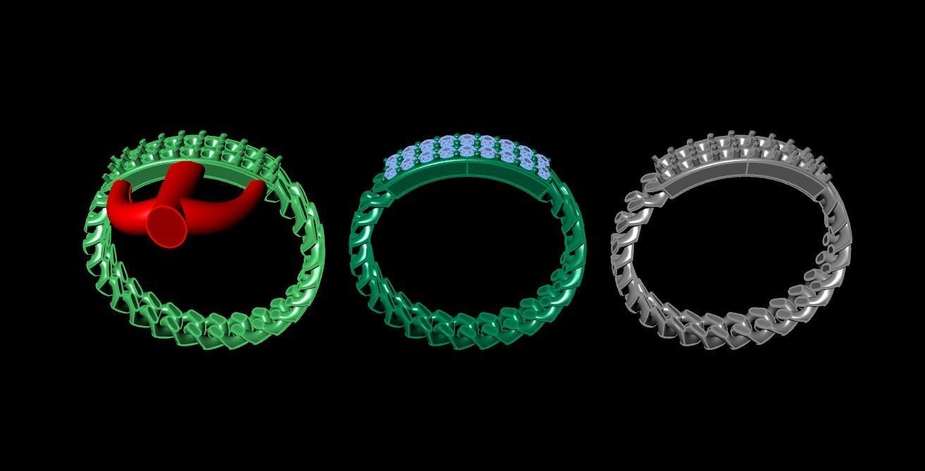 ID DIAMOND BAR CUBAN LINK CHAIN RING MIX SIZES 9 3D print model_11