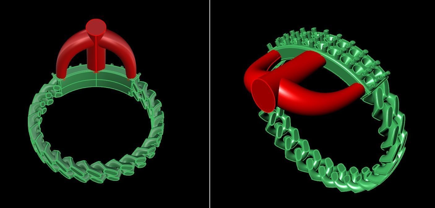 ID DIAMOND BAR CUBAN LINK CHAIN RING MIX SIZES 9 3D print model_12