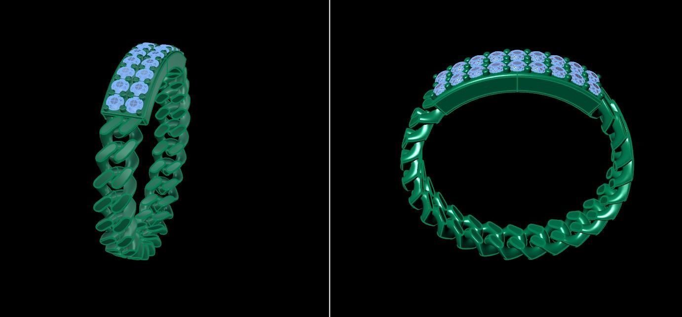 ID DIAMOND BAR CUBAN LINK CHAIN RING MIX SIZES 9 3D print model_13
