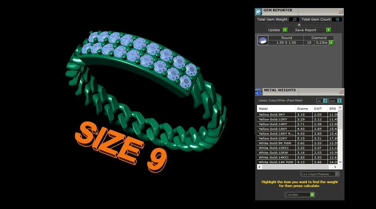 ID DIAMOND BAR CUBAN LINK CHAIN RING MIX SIZES 9 3D print model_6