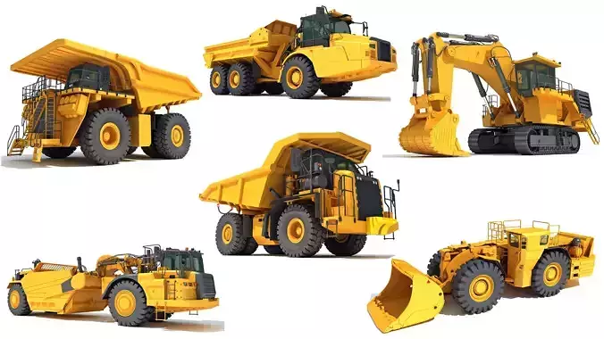 Mining Vehicles Pack 3D Model Collection