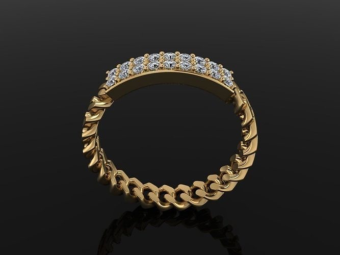 ID DIAMOND BAR CUBAN LINK CHAIN RING MIX SIZES 10 3D print model