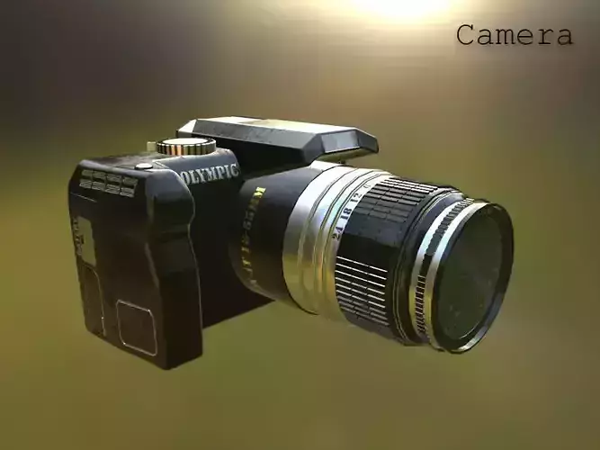 Camera circular table with light Low-poly 3D model
