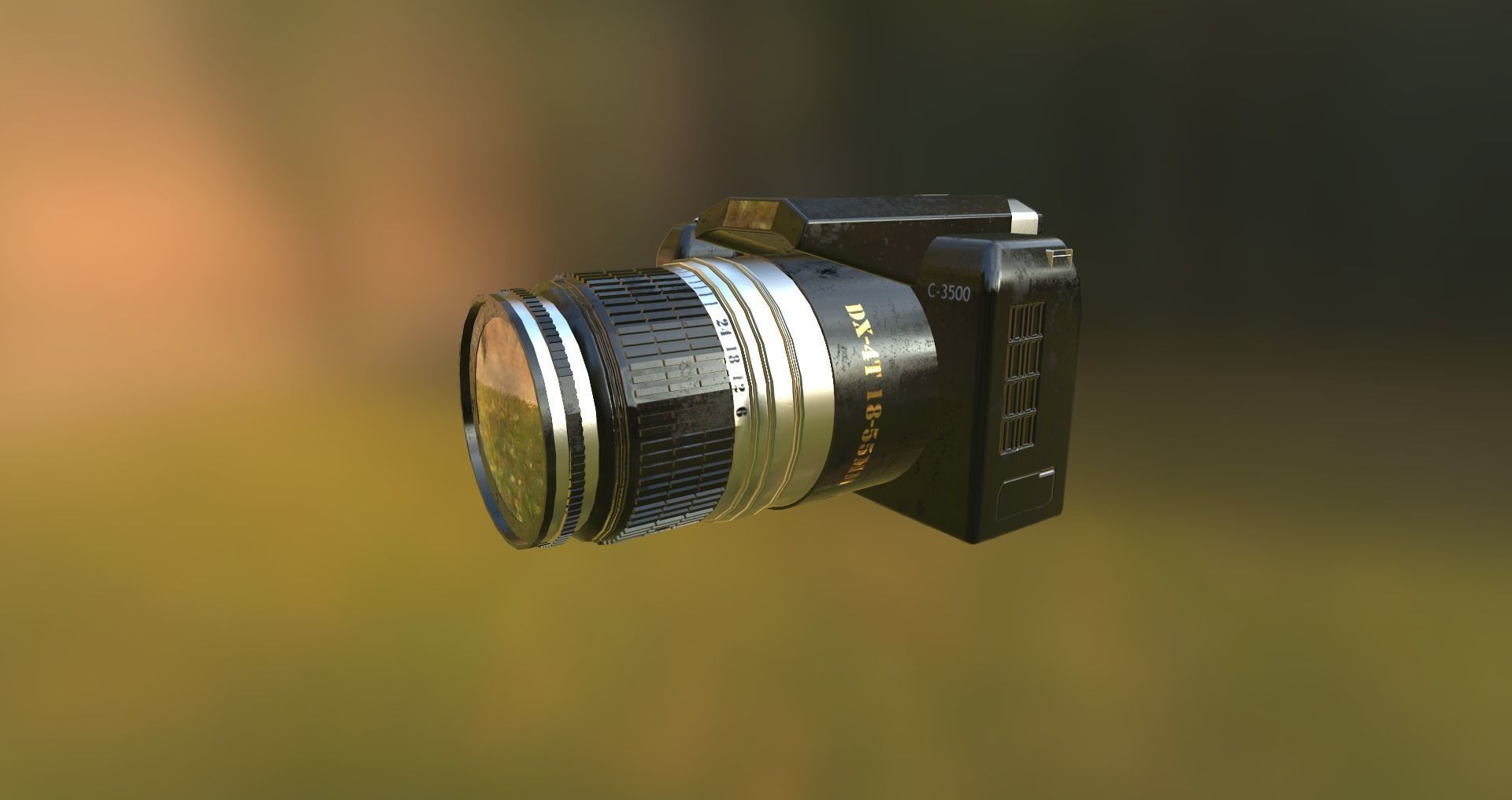 Camera circular table with light Low-poly 3D model_2