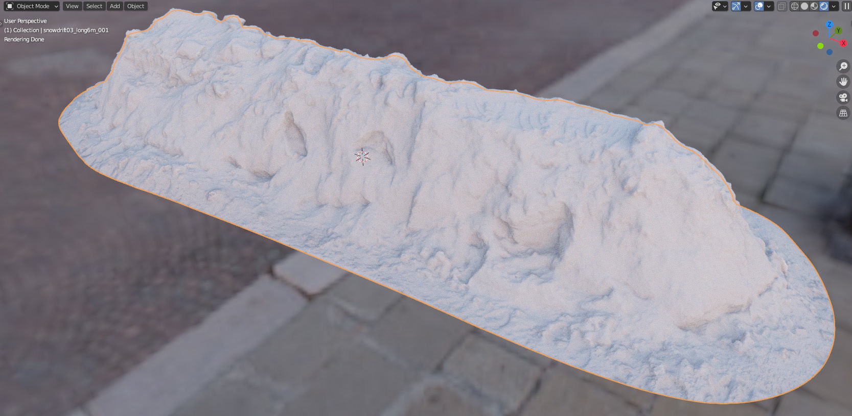 Long snowdrift 7 meters 3D model_10