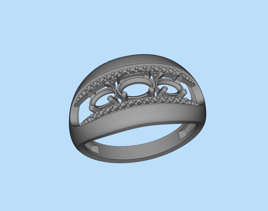 Women ring with gems 3dm stl CAD 3D print model_28