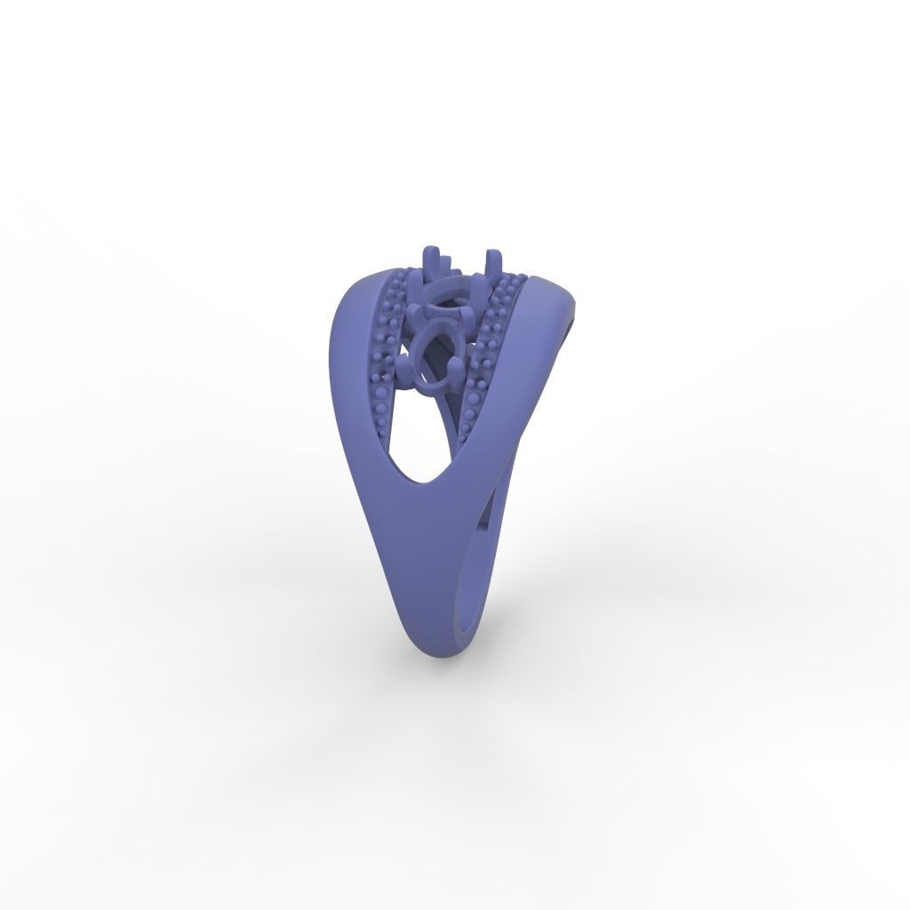 Women ring with gems 3dm stl CAD 3D print model_10