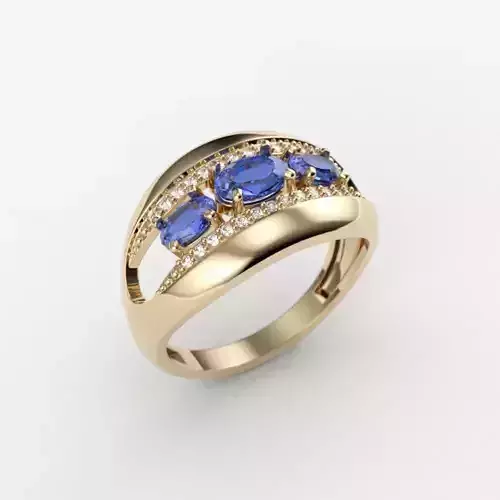 Women ring with gems 3dm stl CAD 