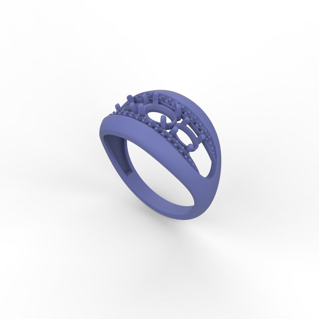 Women ring with gems 3dm stl CAD 3D print model_6