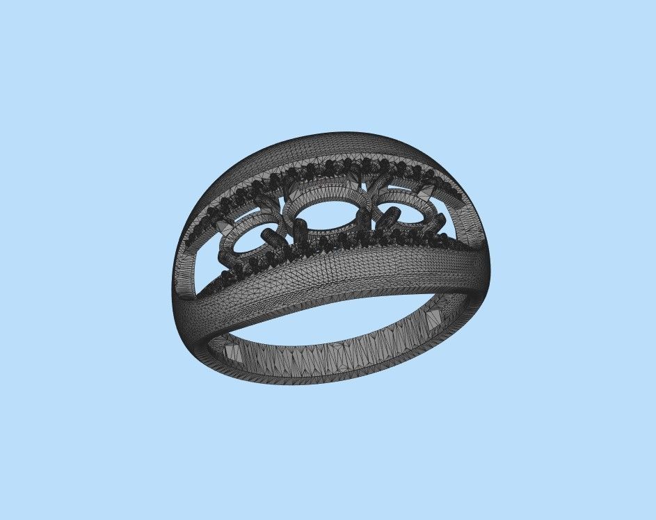 Women ring with gems 3dm stl CAD 3D print model_31