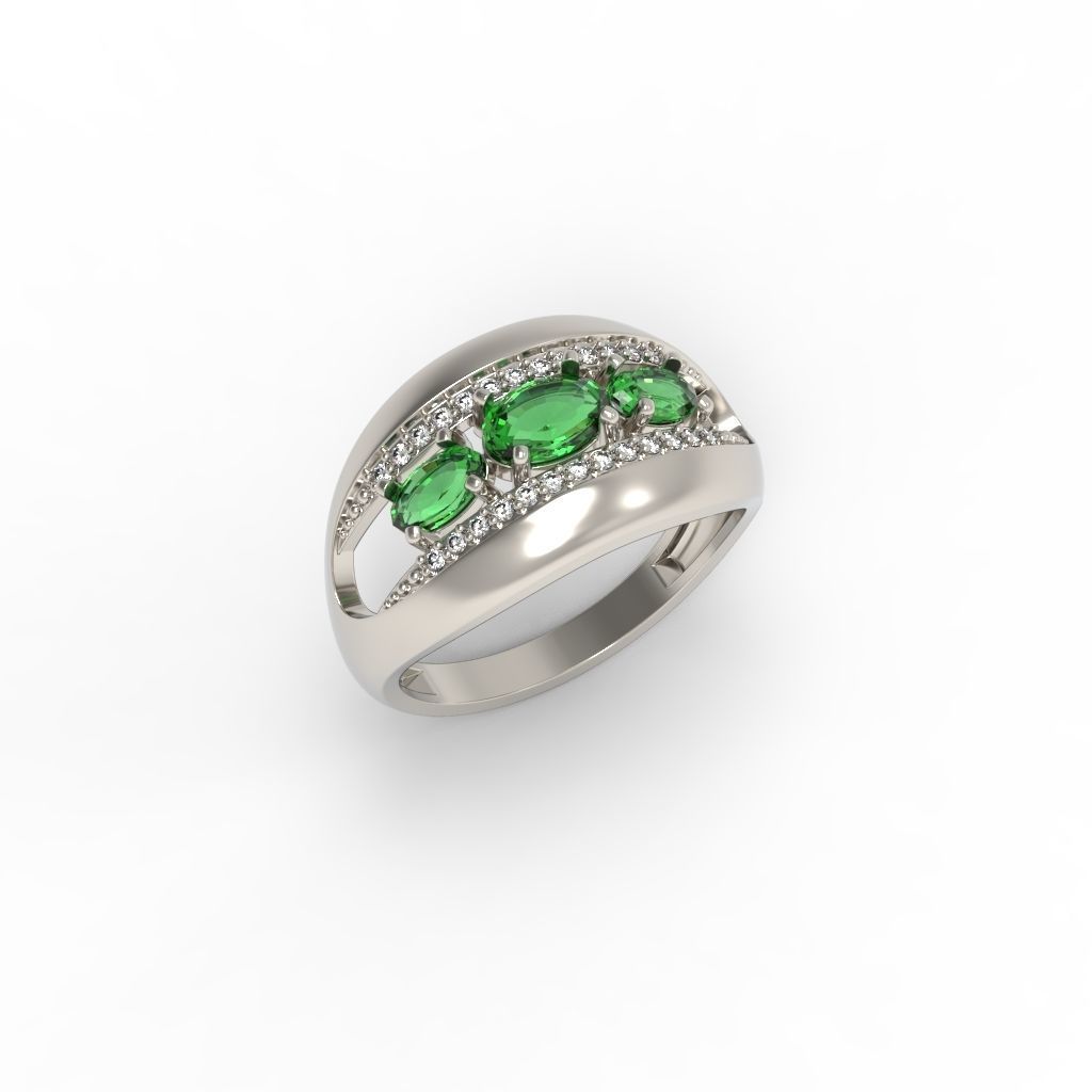 Women ring with gems 3dm stl CAD 3D print model_13
