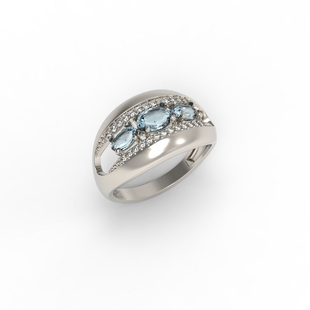 Women ring with gems 3dm stl CAD 3D print model_18