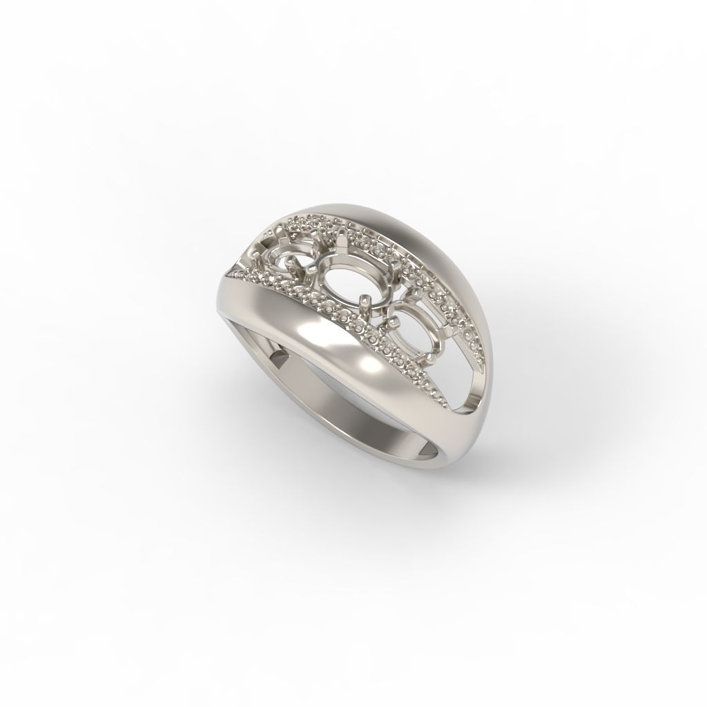 Women ring with gems 3dm stl CAD 3D print model_11
