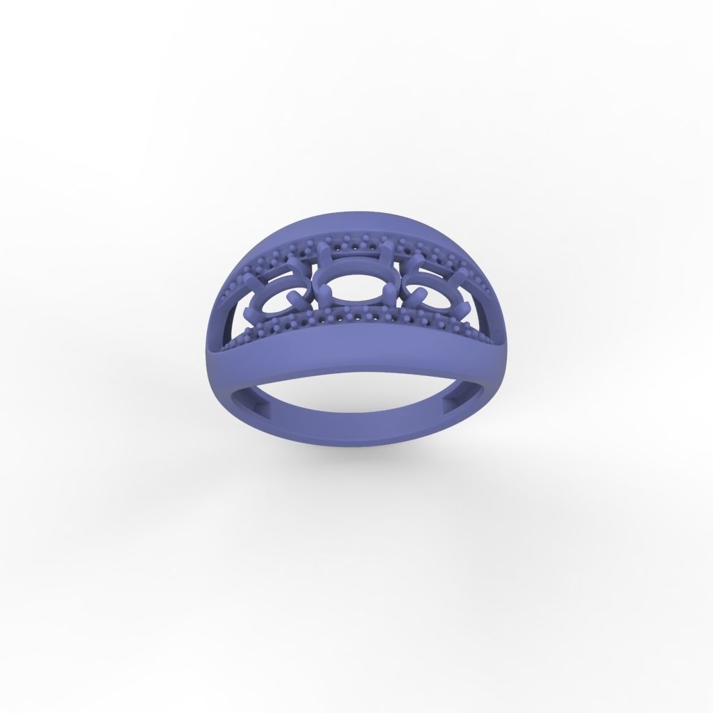 Women ring with gems 3dm stl CAD 3D print model_5