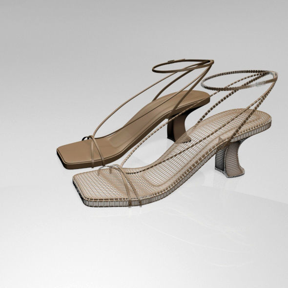 Square-Toe Block-Heel Ankle-Strap Sandals 01 3D model_11