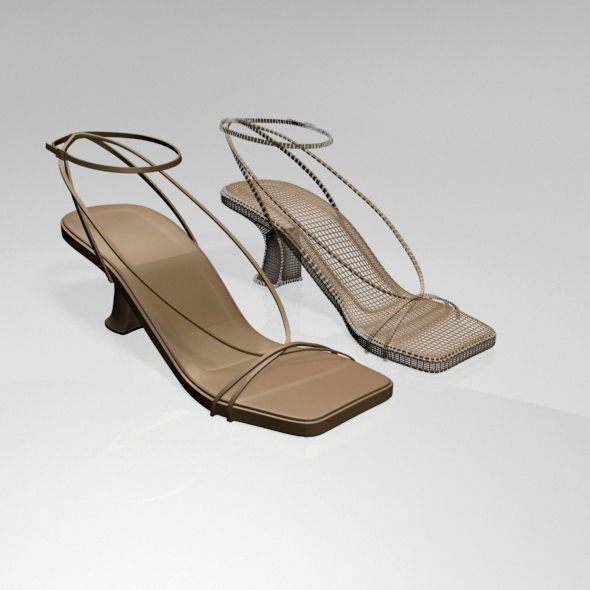Square-Toe Block-Heel Ankle-Strap Sandals 01 3D model_3