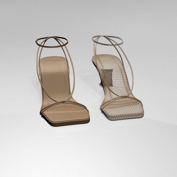 Square-Toe Block-Heel Ankle-Strap Sandals 01 3D model_2