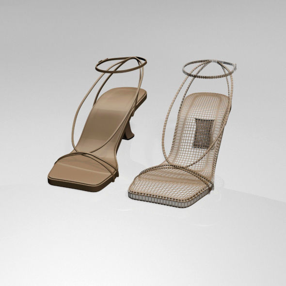 Square-Toe Block-Heel Ankle-Strap Sandals 01 3D model_1