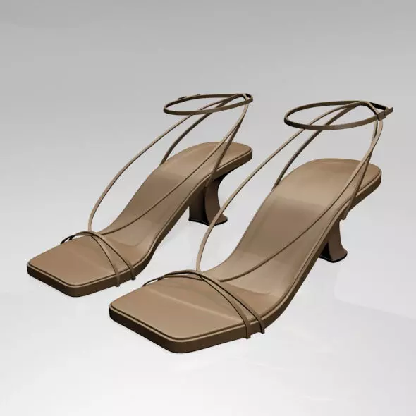 Square-Toe Block-Heel Ankle-Strap Sandals 01 3D model_0