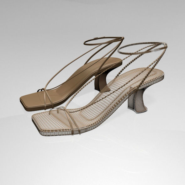 Square-Toe Block-Heel Ankle-Strap Sandals 01 3D model_14